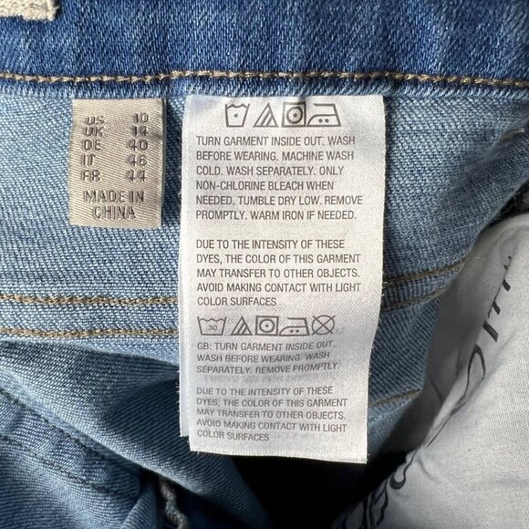 Logo Lori Goldstein straight blue jeans raw hem women’s size 10 - Picture 6 of 8